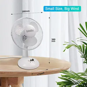 9 inch White 20W Desk Fan Mini Table Fan with 3 Fan Blades