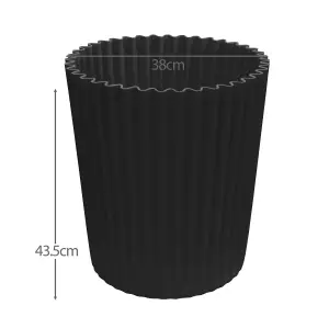 simpa 2PC XL Black Wave Plastic Planters.