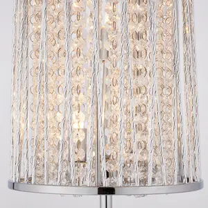 Tall Crystal Floor Lamp Chrome & Glass Modern Free Standing Lounge Feature Light