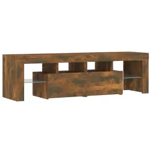 Berkfield TV Cabinet with LED Lights Smoked Oak 140x36.5x40 cm