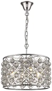 Luminosa Spring 4 Light Small Ceiling Pendant Chrome, Clear with Crystals, E14