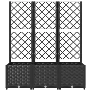 Berkfield Garden Planter with Trellis Black 120x40x136 cm PP