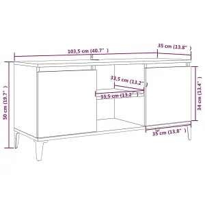 vidaXL TV Cabinet with Metal Legs Brown Oak 103.5x35x50 cm