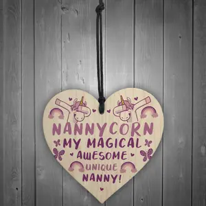 Funny Nanny Gift For Birthday Christmas Unicorn Gift From Grandchildren Wood Heart