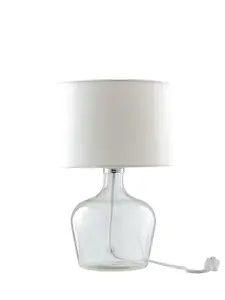 Luminosa HENDRIX Table Lamp with Round Shade White, Fabric Lampshade 23x37cm