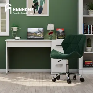 HNNHOME Modern Eris Padded Swivel Fabric Home Office Desk Computer Chair, Height Adjustable (Dark Green, Velvet)