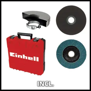 Einhell Cordless Angle Grinder 115mm 18V Includes Cutting Discs Case Power X-Change TE-AG 18/115 Li-Solo Acc - Body Only