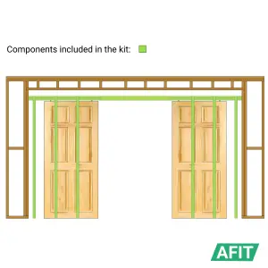 AFIT Double Door Pocket Sliding Door Kit - 915 x 2032mm Max Door Size - Cut To Size