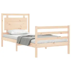 Berkfield Bed Frame with Headboard Small Single Solid Wood