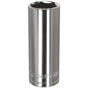 22mm Chrome Plated Deep Drive Socket for 1/2 Inch Square Drive - Premium Carbon Steel Tool