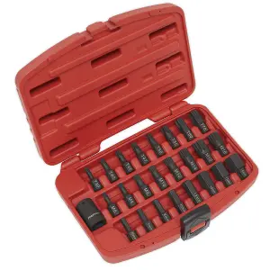 Sealey Impact TRX-Star Hex Spline Bit Set 25 Pieces 1/2" Square Drive AK5612