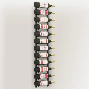 Riveria Wall Mounted Wine Rack for 12 Bottles Black Iron