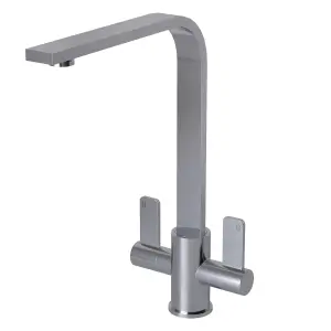 Liquida EB402CH Flat Style Modern Dual Lever Chrome Kitchen Mixer Tap