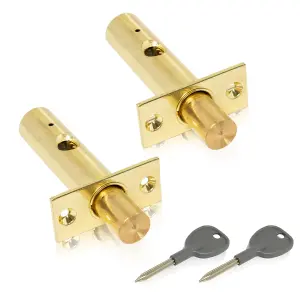 XFORT 2 Pack Mortice Door Bolts, Door Security Rack Bolt, Polished Brass