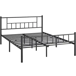 Yaheetech Black 4ft6 Double Basic Metal Bed Frame with Headboard and Footboard