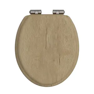 Heritage Toilet Seat Soft Close Brushed Nickel Hinges Oak TSOAK103SC