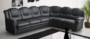 TEXAS CORNER SOFA BLACK FAUX LEATHER SUITE