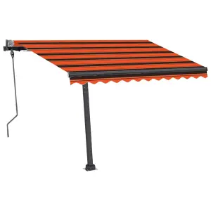 Berkfield Manual Retractable Awning with LED 300x250 cm Orange and Brown