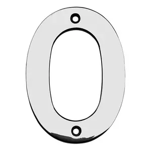 100mm Front Door Numerals '0' 82mm Fixing Centres Bright Stainless Steel