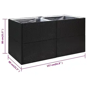 Berkfield Garden Planter Black 157x80x80 cm Poly Rattan