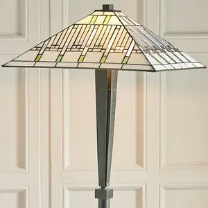 1.7m Tiffany Floor Lamp Dark Bronze & Stained Glass Shade Free Standing i00024