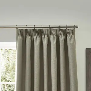 furn. Dawn 100% Blackout Thermal Natural Pencil Pleat Curtains, 229 x 137cm