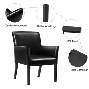 Costway PU Leather Upholstered Guest Chair Home Office Meeting Chair Reception Room Chair