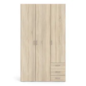 Space Wardrobe - 3 Doors 3 Drawers in Oak 2000