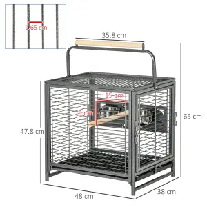 PawHut Parrot Cage, Travel Carry Pet Bird Cage Cockatiel w/ Metal Handle