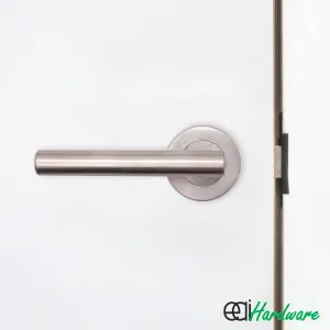 AFIT Satin Nickel Door Handle Latch Set  Round T-Bar Internal Door Handles & Latch (64mm) Satin Lever on Rose Olvera Range