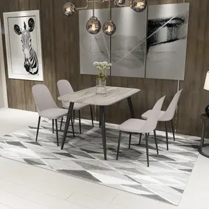 Core Products Aspen Grey Oak Effect 120cm Rectangular Dining Table with 4 Calico Plastic Duo Design Chairs