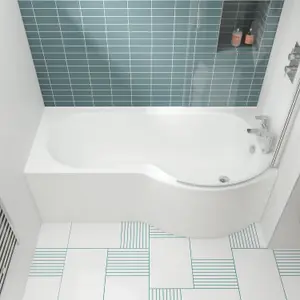 Right Hand Shower Bath Bundle - Includes Tub, Curved 6mm Safety Glass Screen and Front Panel - 1700mm