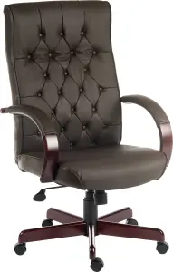 Warwick Bonded Leather Faced Reclining Executive Office Swivel Chair Brown