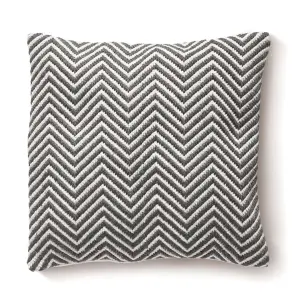 Woven Indoor Outdoor Washable Herringbone Cosy Cushion Warm Grey - 45cm x 45cm