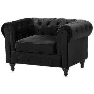 Velvet Living Room Set Black CHESTERFIELD