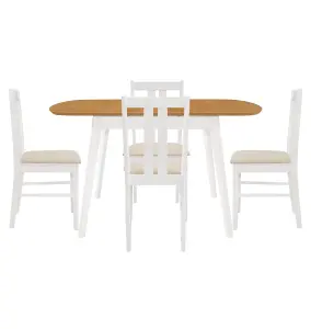 Hallowood Furniture Aston Butterfly Extending Table with 4 Chairs (2 Tone Colour)