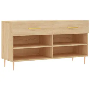 Berkfield Shoe Bench Sonoma Oak 102x35x55 cm Engineered Wood