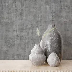 Galerie Industrial Effects Black Glass Stone Concrete Texture Wallpaper Roll