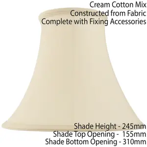 12" Round Bell Handmade Lamp Shade Cream Fabric Classic Table Light Bulb Cover