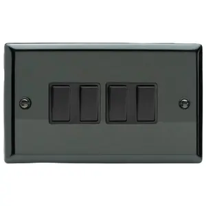 Varilight 4-Gang 10A 1- or 2-Way Rocker Switch (Twin Plate) Iridium