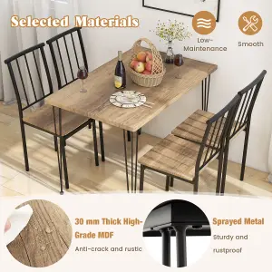 Costway 5-Piece Dining Table Set Kitchen Table 4 Chairs Set with Metal Frame