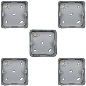 5 PACK 1 Gang 40mm Surface Mount METAL CLAD Back Box Switch Socket Rounded Earth