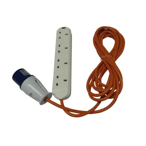 Camping 4 Way Extension Lead 10M (Electric Hook Up Cable Caravan Campsite)