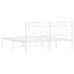 Berkfield Metal Bed Frame with Headboard White 150x200 cm