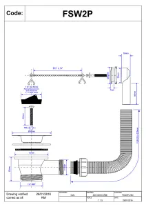 McAlpine FSW2P Sink Combined Waste and Overflow - Nut and Bolt Overflow Connection