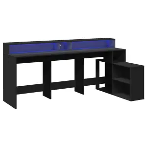 Berkfield Desk with LED Lights Black 200x104x91 cm Engineered Wood