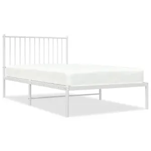 Berkfield Metal Bed Frame with Headboard White 100x190 cm