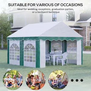 Outsunny 4 x 4m Marquee Gazebo, Party Tent with Sides and Double Doors