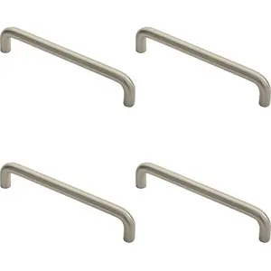 4x Round D Bar Cabinet Pull Handle 138 x 10mm 128mm Fixing Centres Satin Nickel