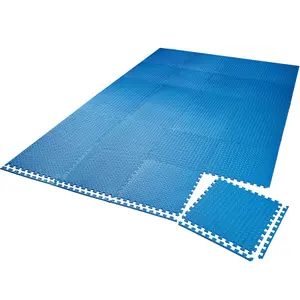 Gym Mats - 24 interlocking sections with 48 edge pieces, 61 x 61 cm each - blue